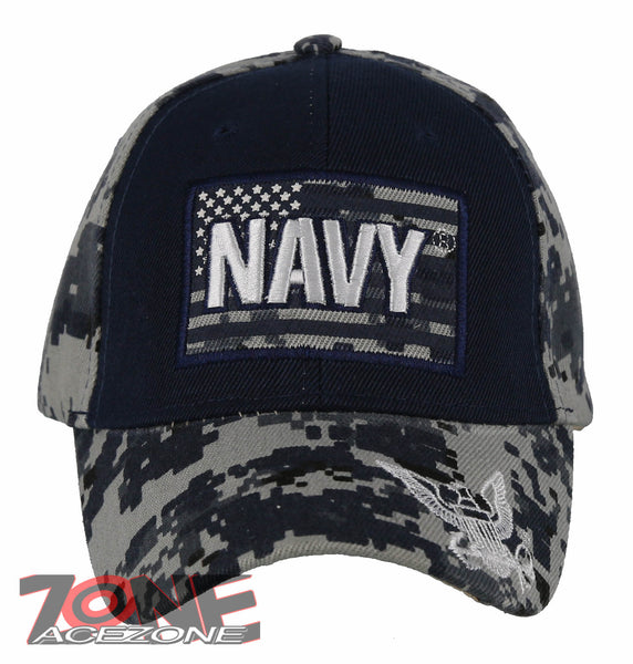 NEW! US NAVY USN USA FLAG STAR BALL CAP HAT ACU NAVY CAMO