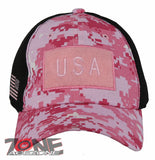 NEW! USA FLAG MILITARY TACTICAL DETACHABLE BASEBALL CAP HAT PINK ACU CAMO