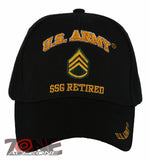 NEW! US ARMY SSG RETIRED BALL CAP HAT BLACK