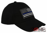 NEW! US THIN BLUE LINE POLICE USA FLAG BALL CAP HAT BLACK