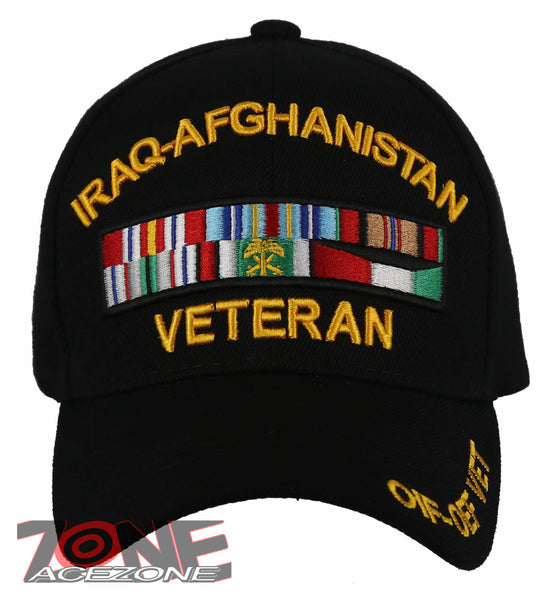 NEW! IRAQ-AFGHANISTAN VETERAN RIBBON BALL CAP HAT BLACK