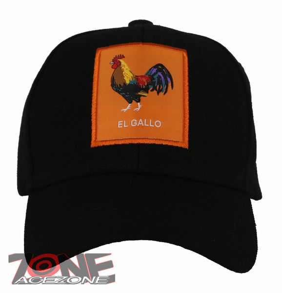 NEW! EL GALLO LOTERIA ROOSTER COCK MEXICO BALL CAP HAT BLACK