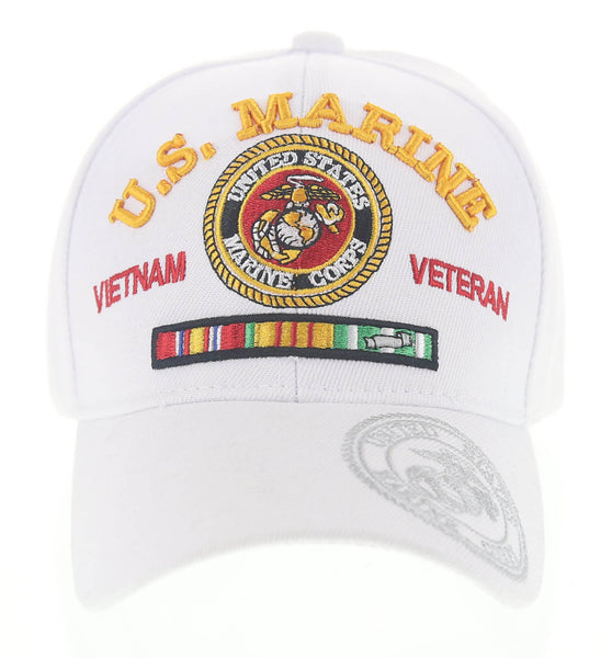 NEW! US MARINE CORPS VIETNAM VETERAN USMC SIDE ROUND BALL CAP HAT WHITE