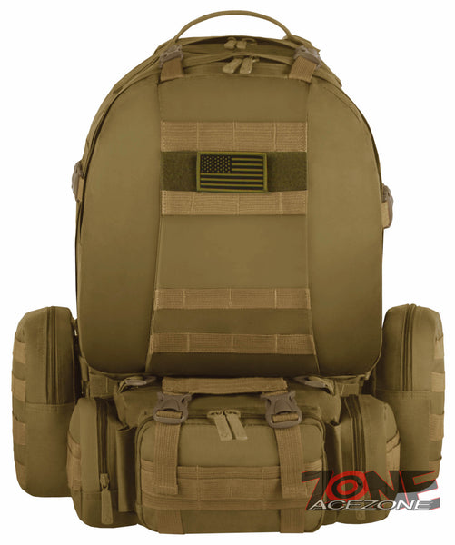 East West USA Tactical Molle Military Assault Detachable Backpack RT505 TAN