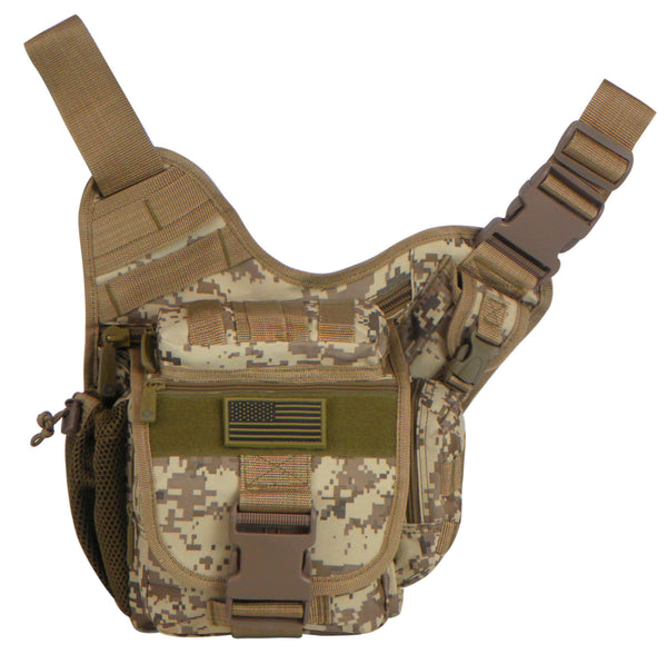 East West USA Hiking Tactical Shoulder Sling Trail Utility Bag RTC511 TAN ACU